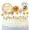 Birthday Candles Set - Cake Topper Decoration with Cake Candles Confetti Balloon Stars and Fan Cupcake Toppers 12 Pieces Birthday Cake Decor for Birthday Party Celebration (Gold)